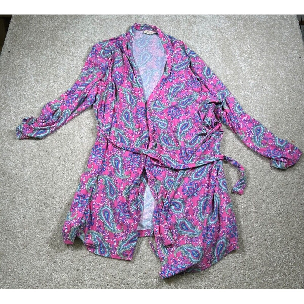 Bobbie Brooks Size Xl Sleepwear Soft Cuddly Rob Pink Paisley Ties